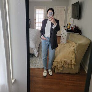 Linen blend blazer (dark grey)